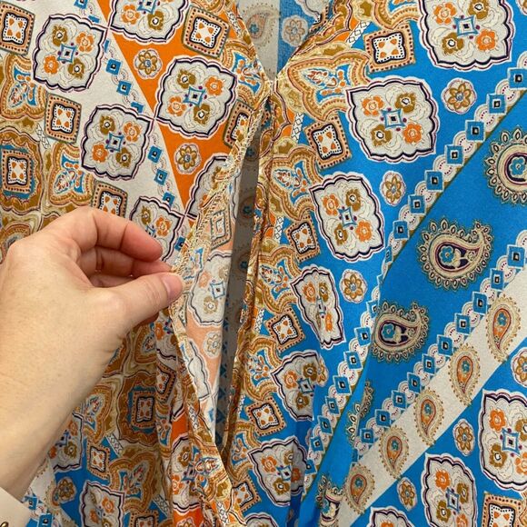 Cato Cropped Wrap Top Womens Medium Blouse 3/4 Sleeve Boho Balletcore Retro - Picture 4 of 10